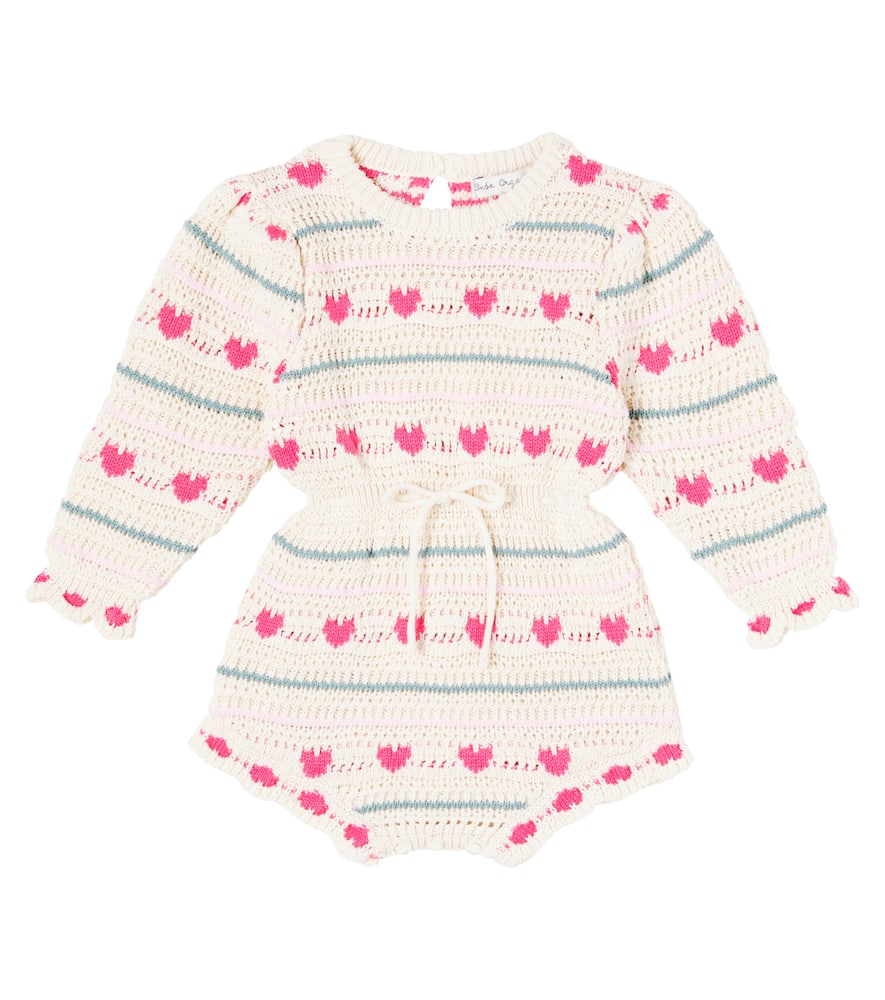 Bebe Organic Baby Josie Crochet Cotton And Wool Playsuit In White
