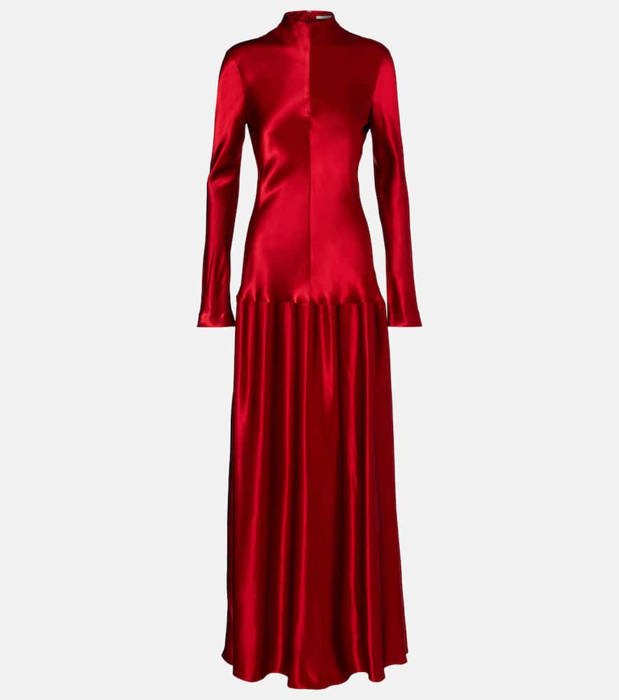 Fforme Mila Satin Maxi Dress In Red