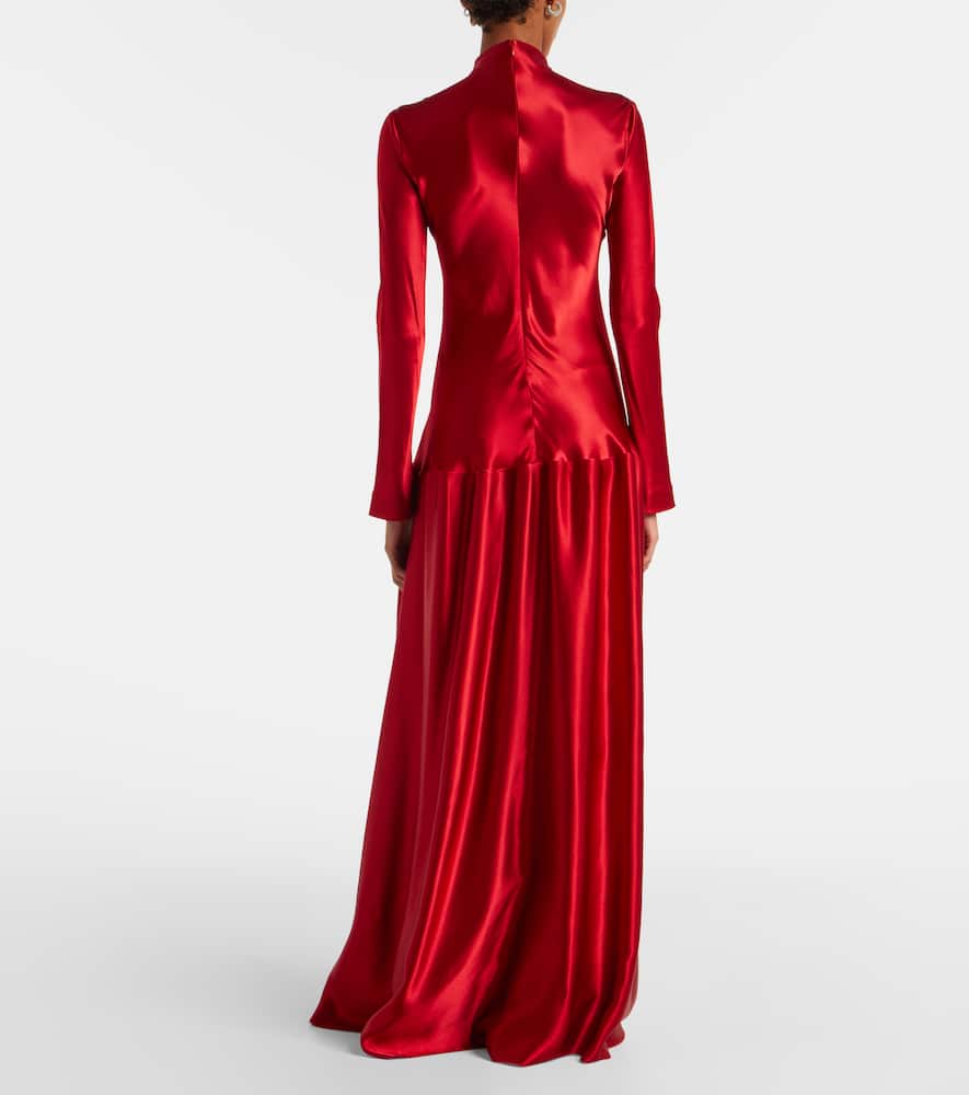 Fforme Mila Bias Cut Long Sleeve Gown In Red