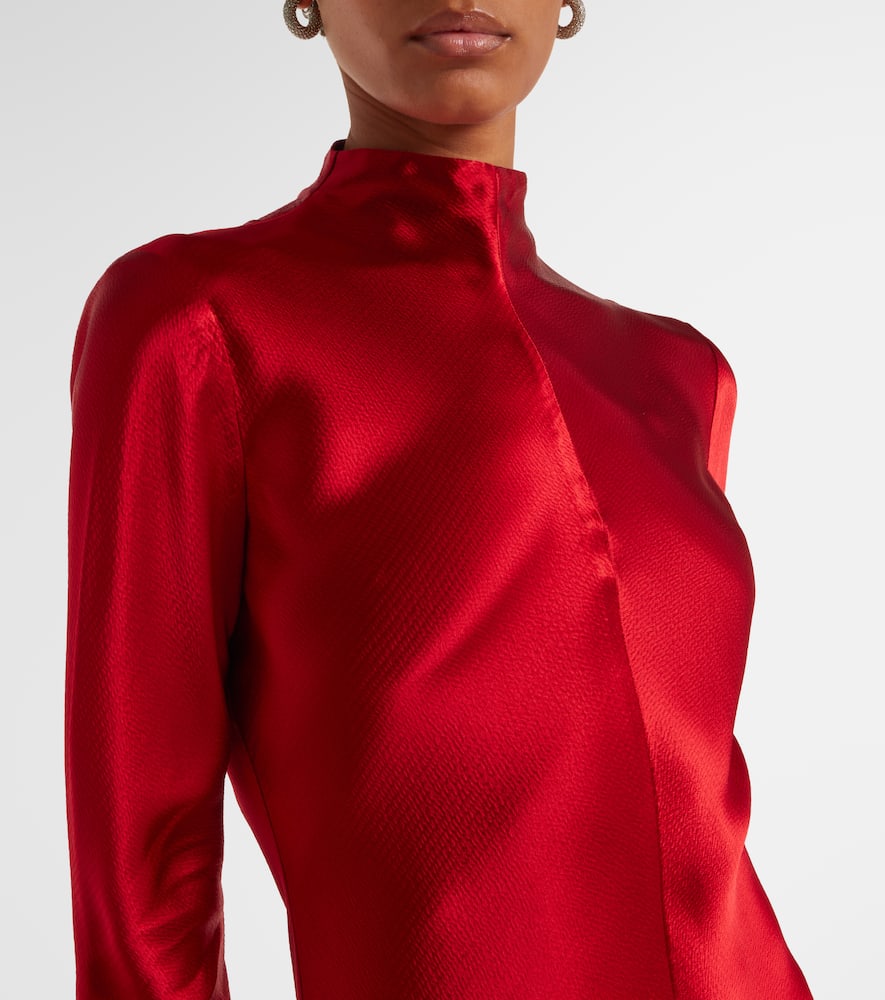 Fforme Mila Bias Cut Long Sleeve Gown In Red