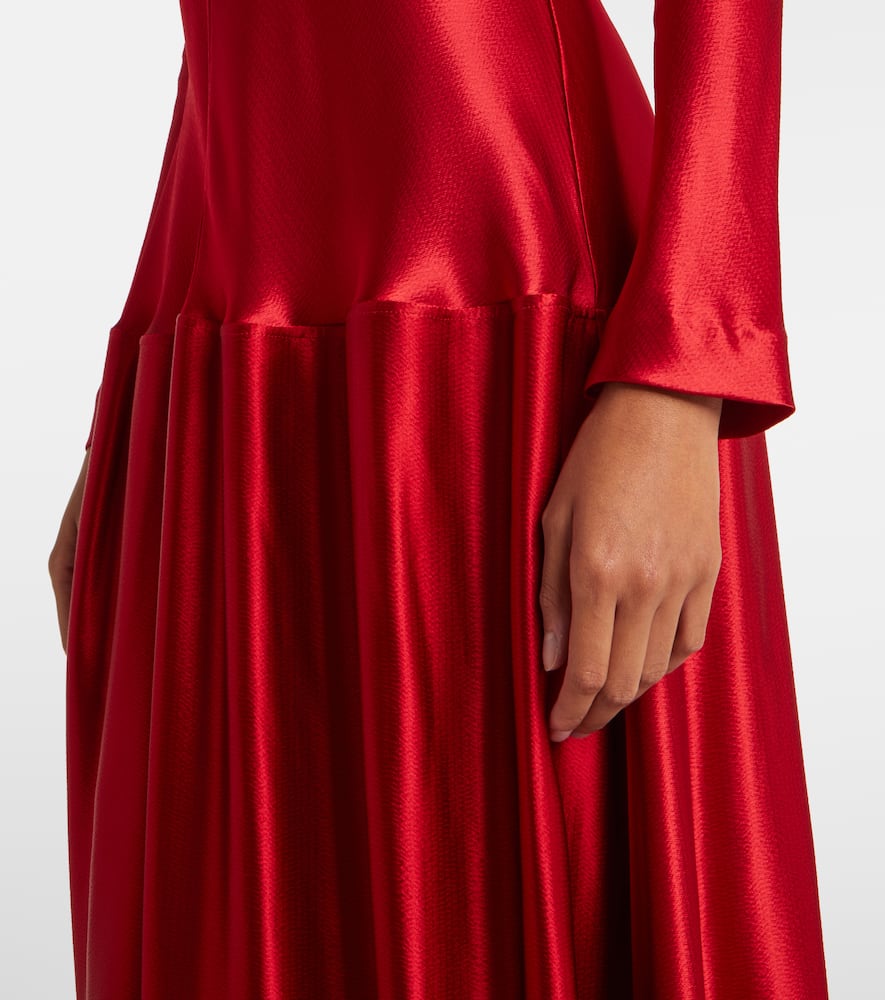Fforme Mila Bias Cut Long Sleeve Gown In Red