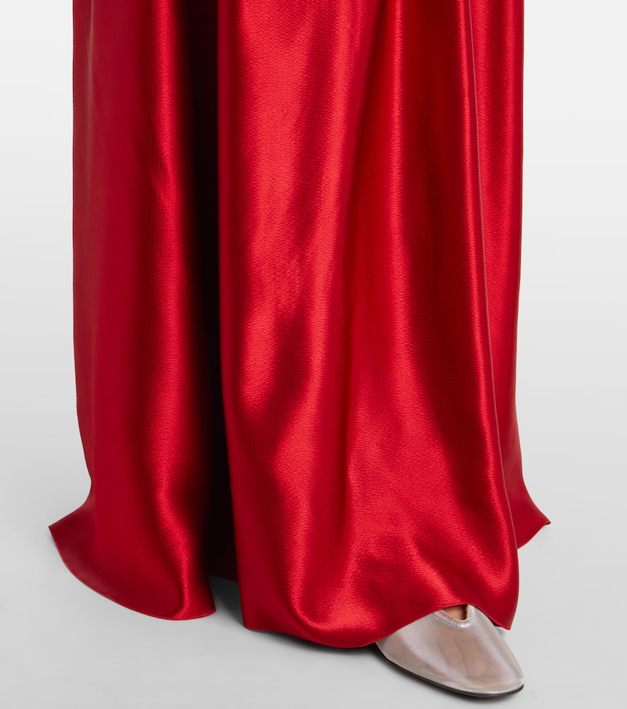 Fforme Mila Bias Cut Long Sleeve Gown In Red