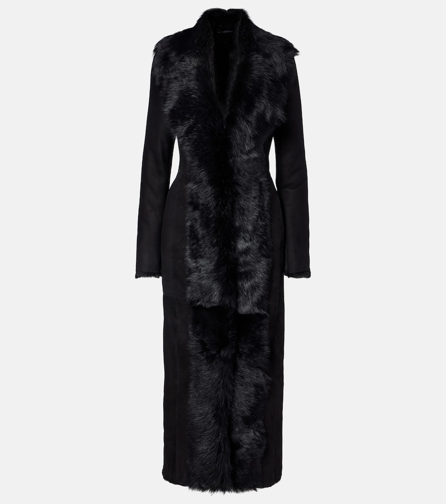 Magda Butrym Cappotto in suede con shearling
