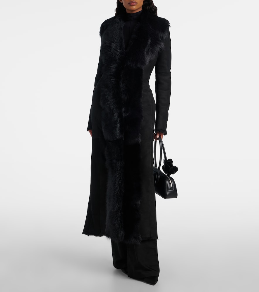  Magda Butrym Magda Butrym Mantel Aus Veloursleder Mit Shearling 