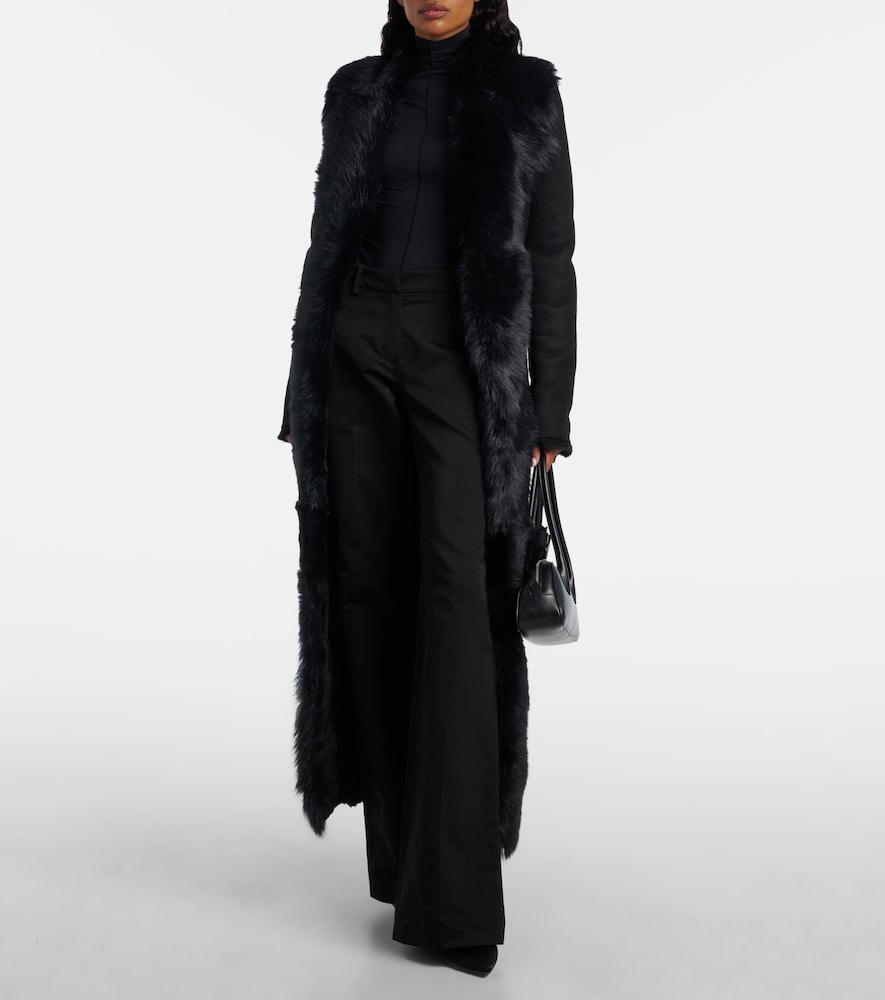  Magda Butrym Magda Butrym Mantel Aus Veloursleder Mit Shearling 