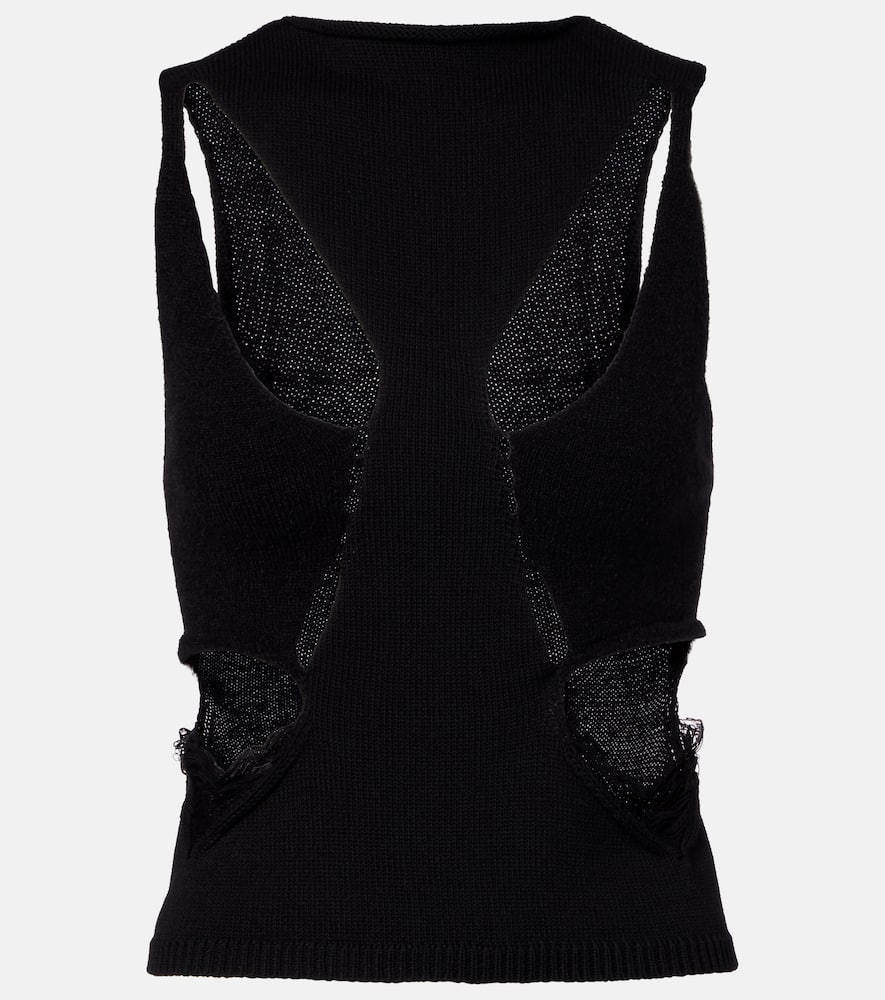 Rick Owens Alpaca-trimmed Virgin Wool Top In Black