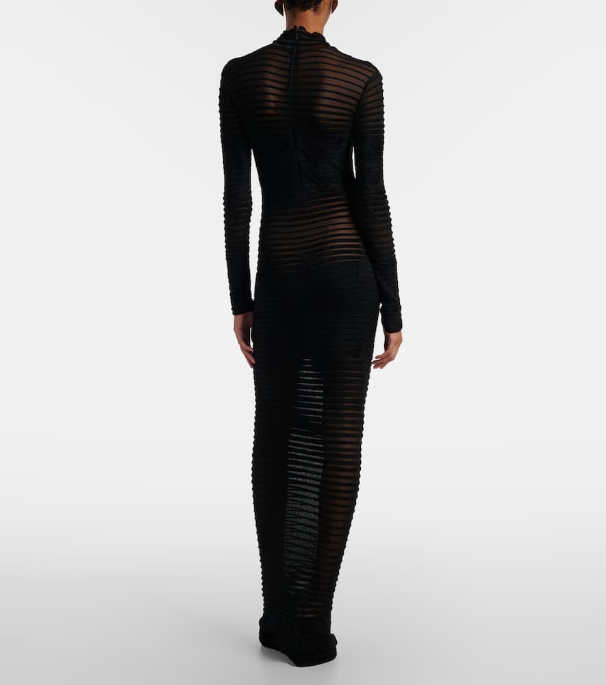 Mugler Semi-sheer Gown In Black