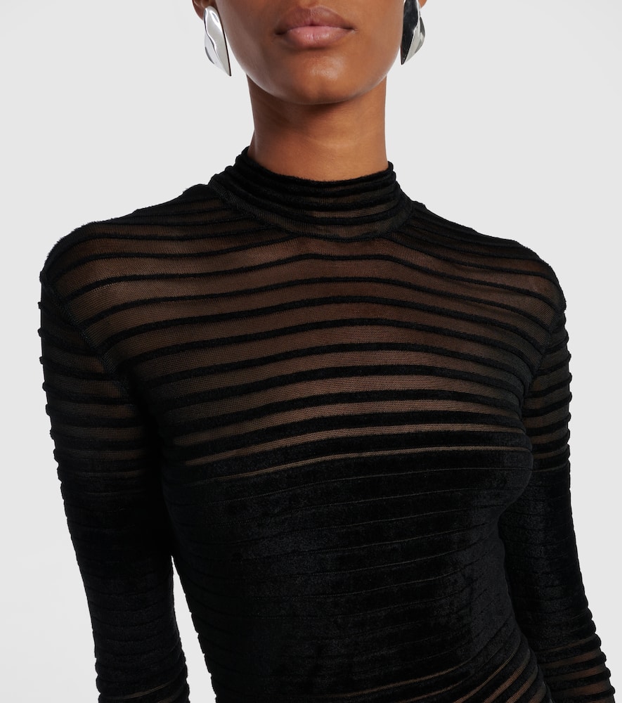 Mugler Semi-sheer Gown In Black
