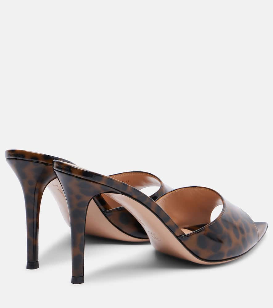 Gianvito Rossi Elle 85 Leopard-print Patent Leather Sandals In Brown