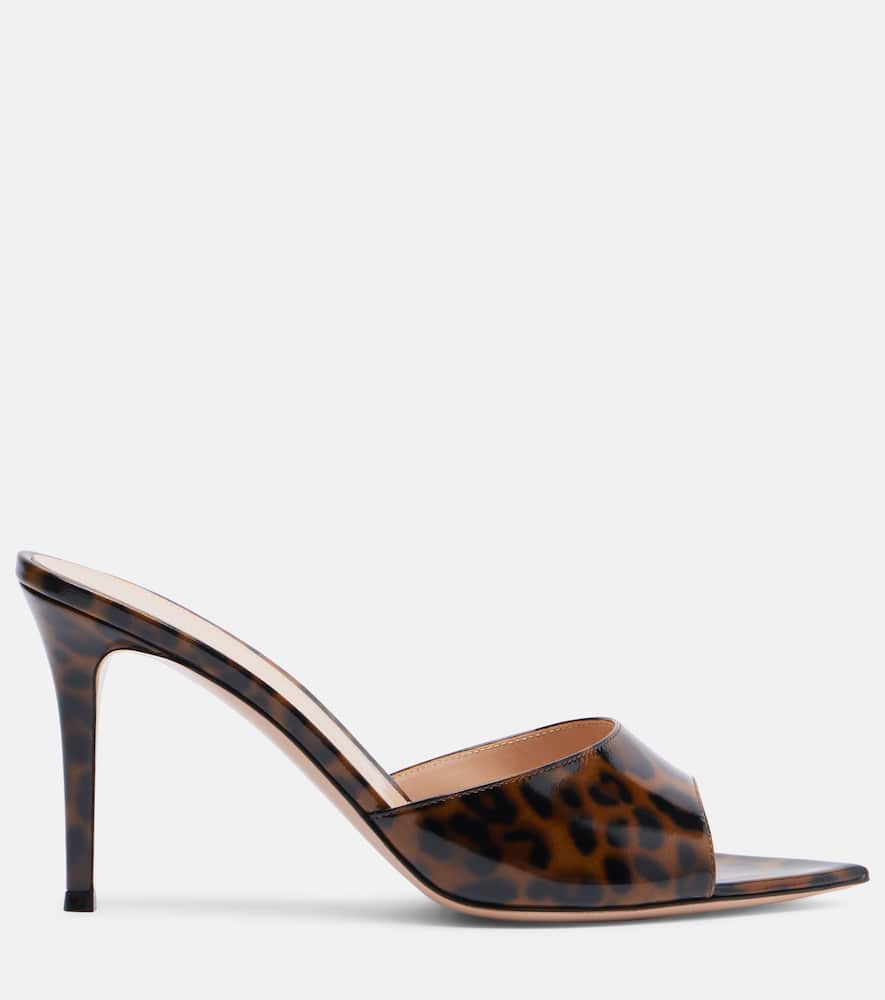 Gianvito Rossi Elle 85 Leopard-print Patent Leather Sandals In Brown