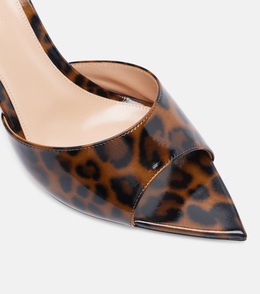 Gianvito Rossi Elle 85 Leopard-print Patent Leather Sandals In Brown