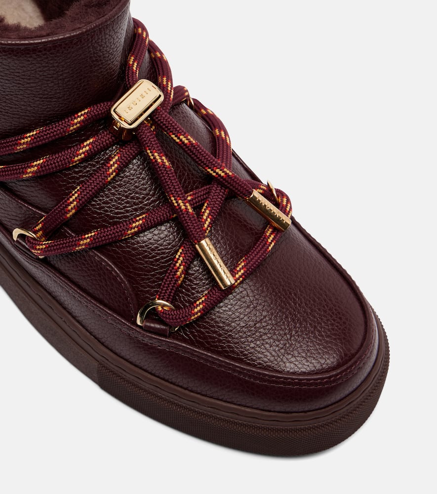 Inuikii Full Leather Gloss Leather Snow Boots In Burgundy