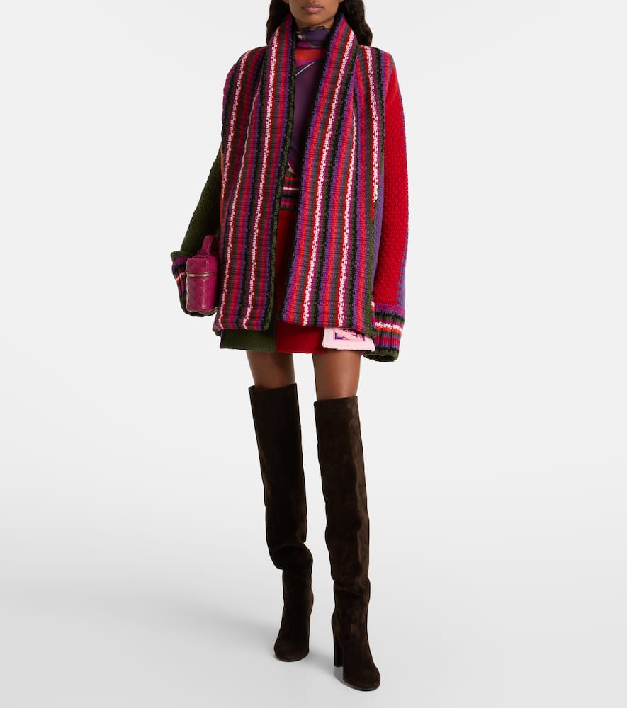 Pucci Striped Wool Wrap Cardigan In Multi