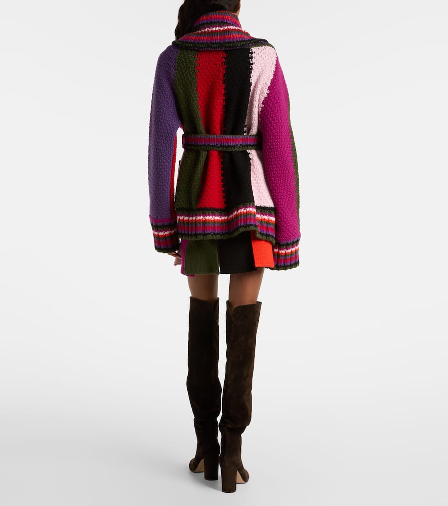 Pucci Striped Wool Wrap Cardigan In Multi