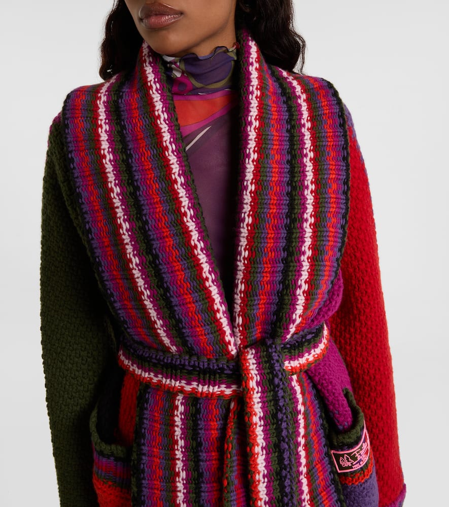 Pucci Striped Wool Wrap Cardigan In Multi