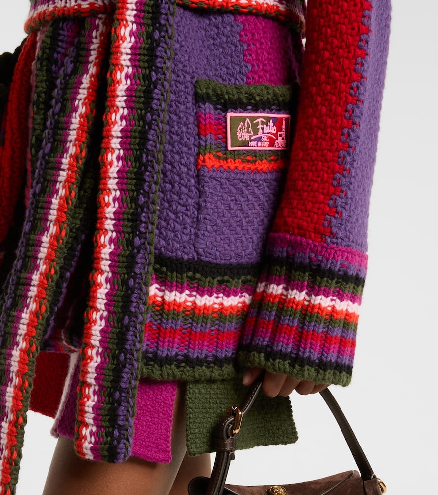 Pucci Striped Wool Wrap Cardigan In Multi