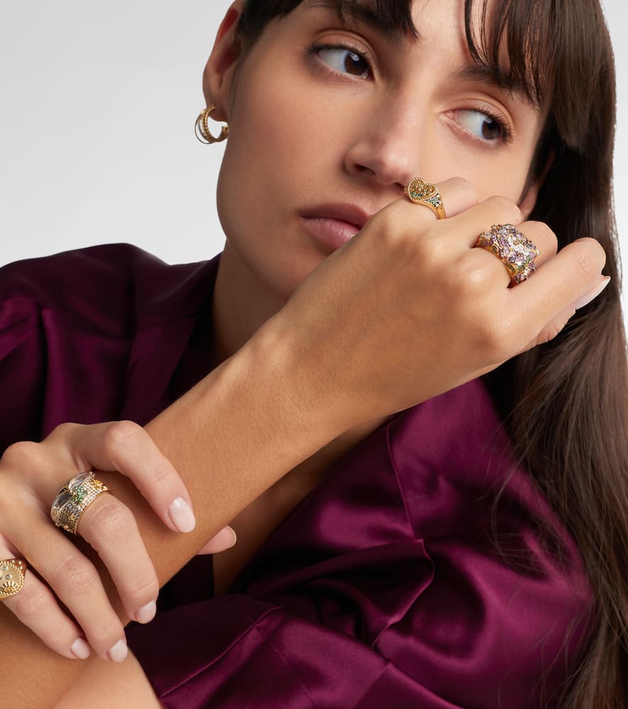 Yvonne Léon Jolie Fleur 9kt Gold Ring With Gemstones In Gold