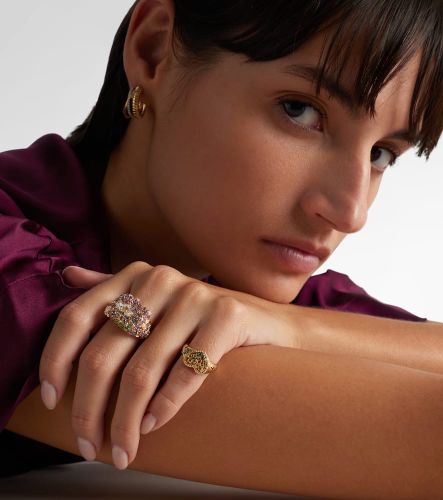 Yvonne Léon Jolie Fleur 9kt Gold Ring With Gemstones In Gold