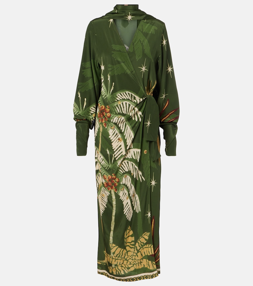 Printed Silk Midi Dress