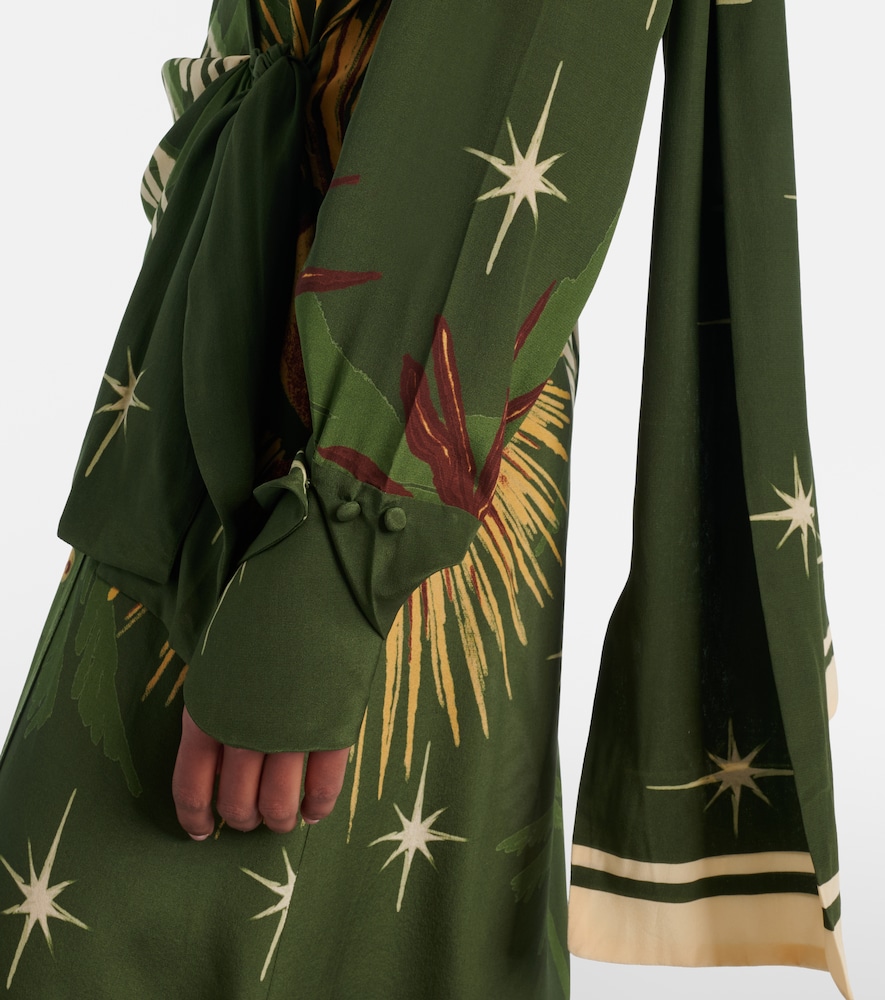 Printed Silk Midi Dress