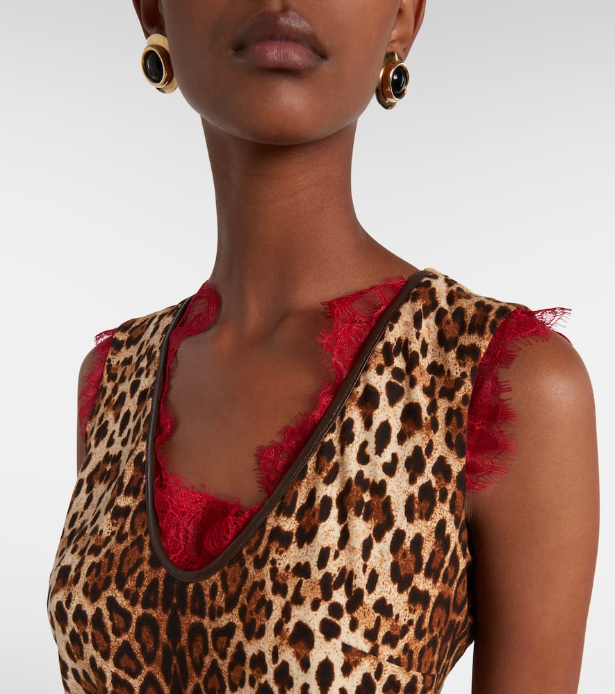 Jacques Wei Lace-trimmed Leopard-print Top In Animal Print