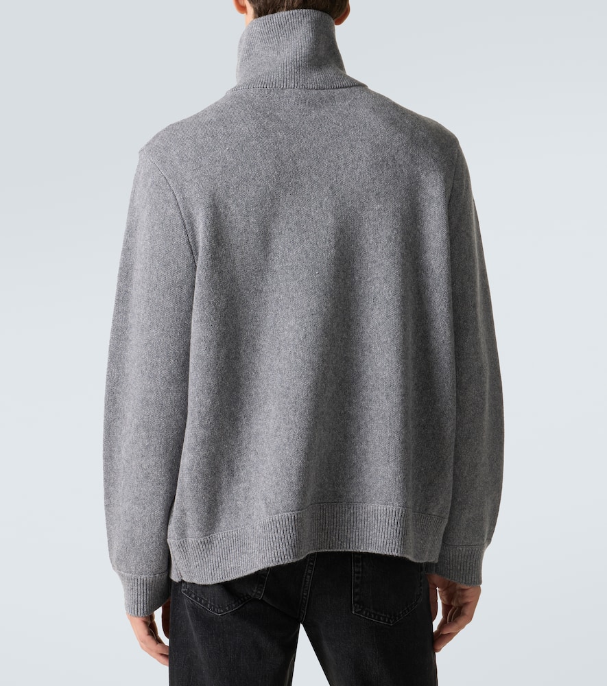 Frame Wool And Cotton Half-zip Sweater In Gray