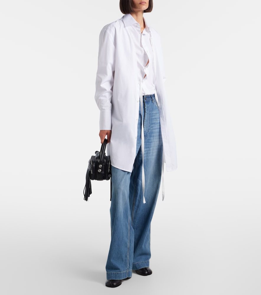 Distressed Wide-Leg Jeans