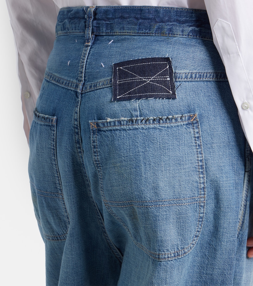 Distressed Wide-Leg Jeans