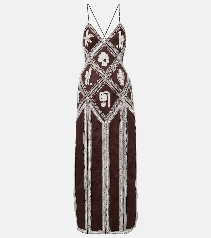 Alemais Alémais X Laurence Leenaert Leandra Ramie Maxi Dress In Brown