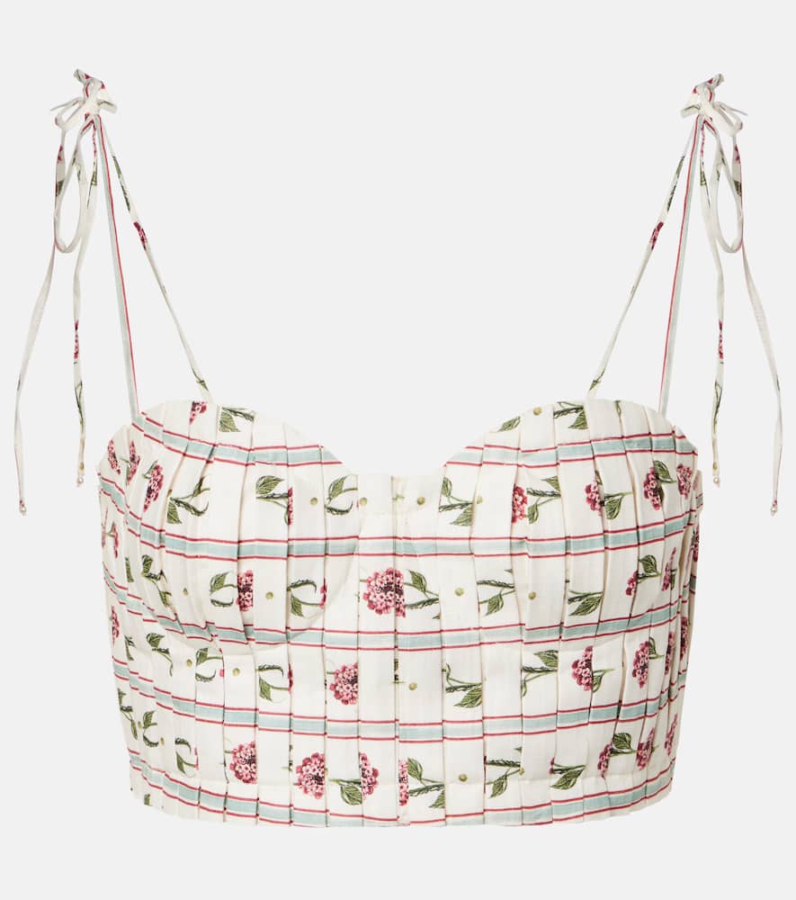 Top Morgina in lino con stampa floreale