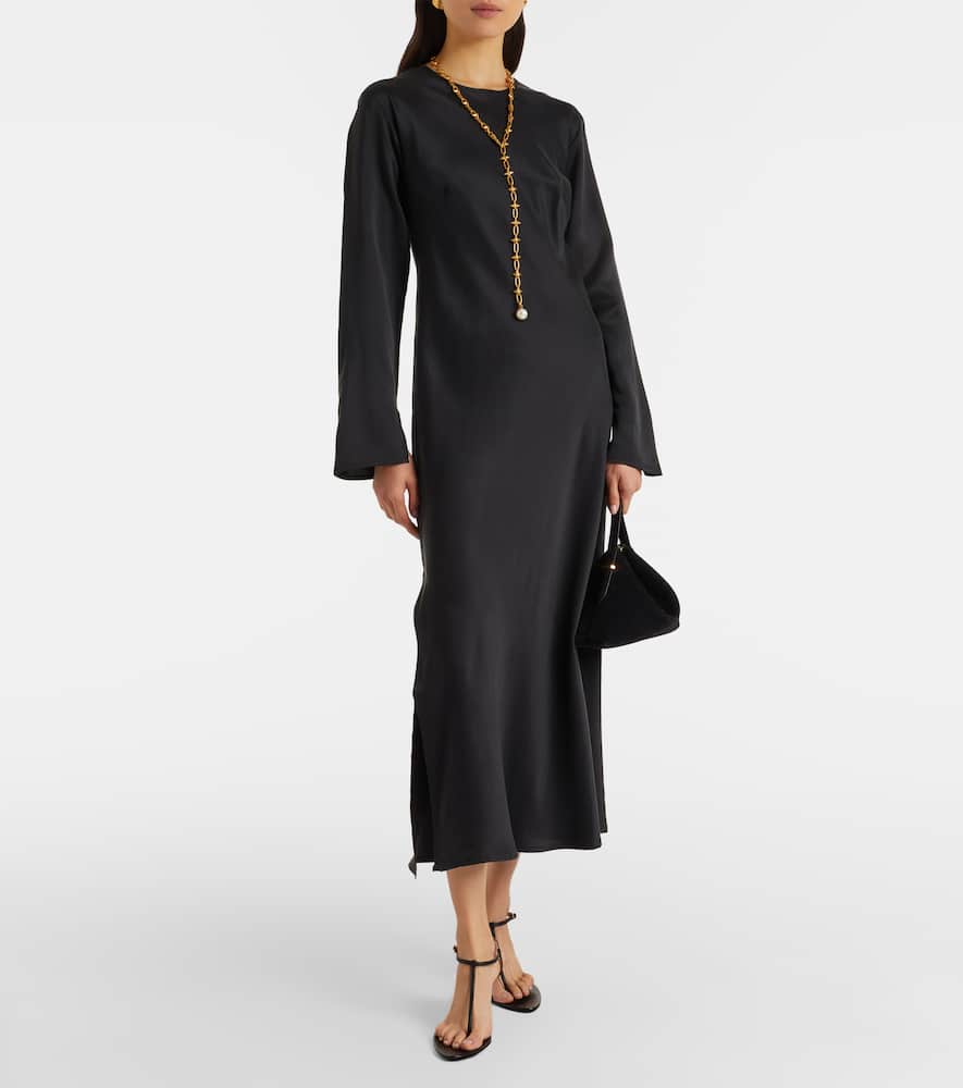 Asceno Salina Silk Charmeuse Maxi Dress In Black