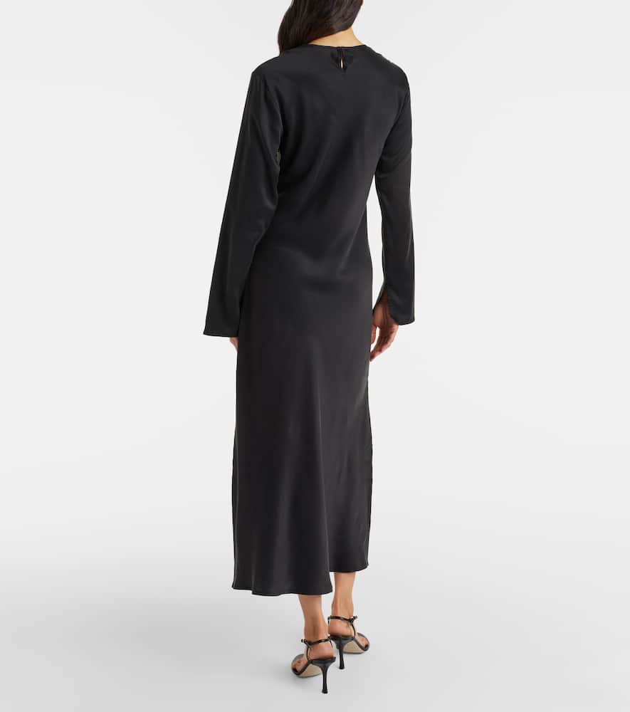 Asceno Salina Silk Charmeuse Maxi Dress In Black