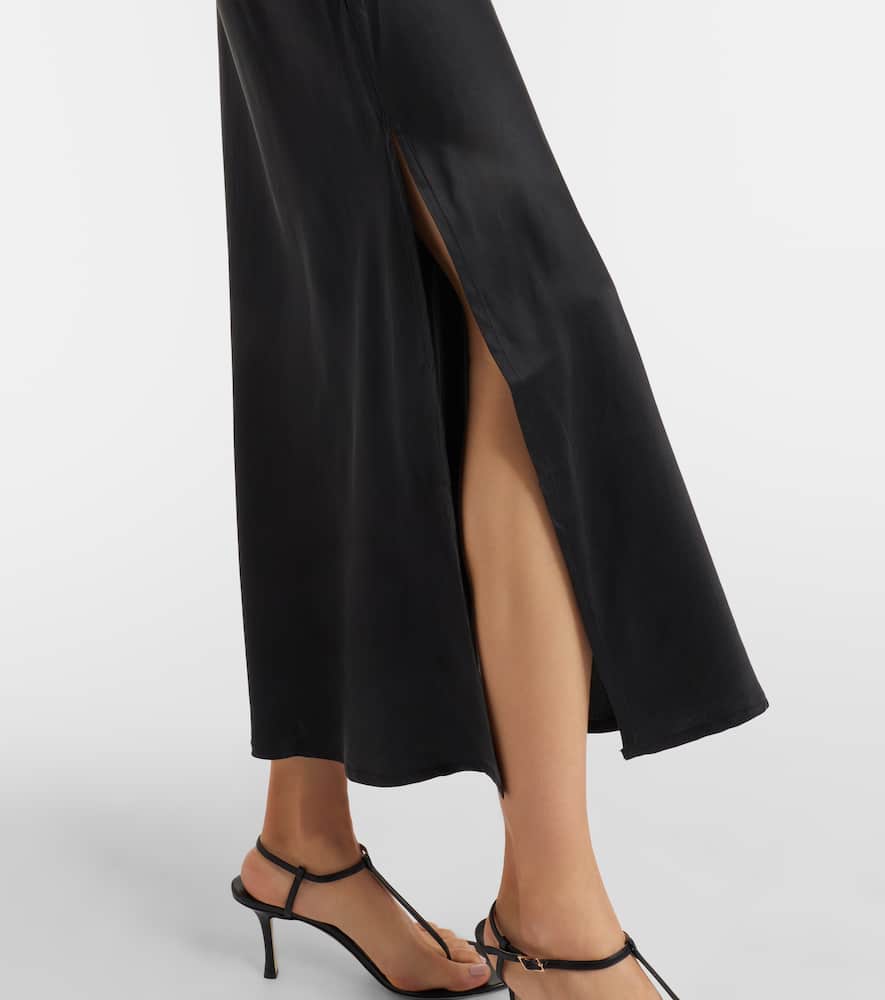 Asceno Salina Silk Charmeuse Maxi Dress In Black