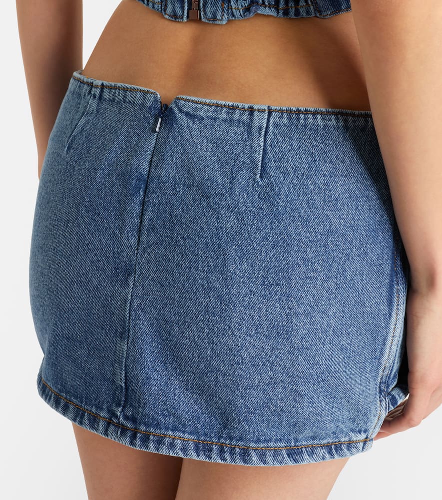 Magda Butrym Floral-appliqué Denim Miniskirt In Blue