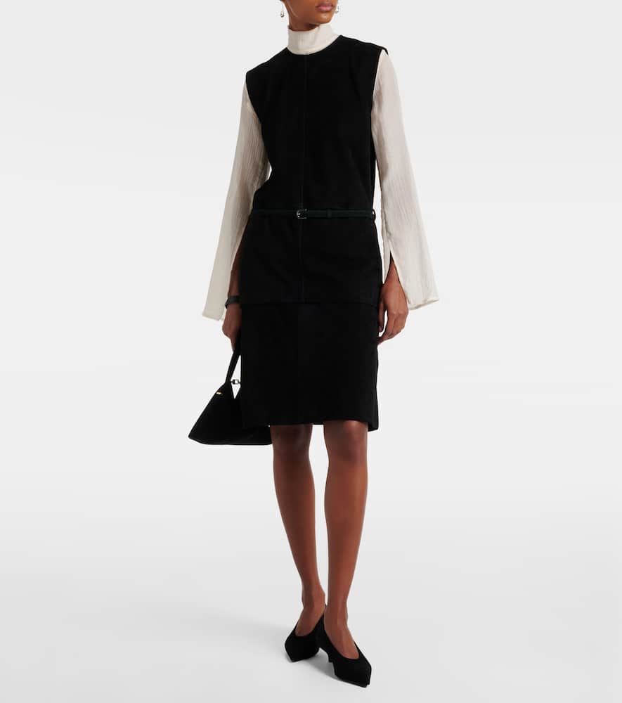 Totême Belted Suede Minidress In Black