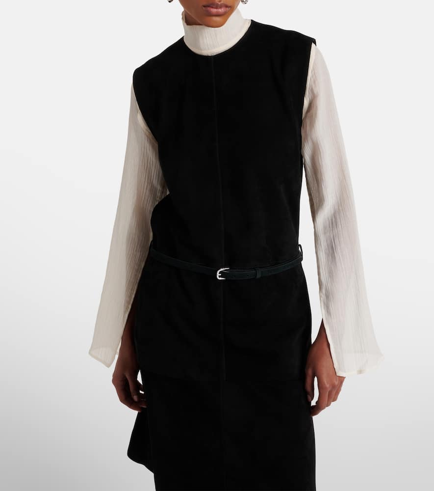 Totême Belted Suede Minidress In Black