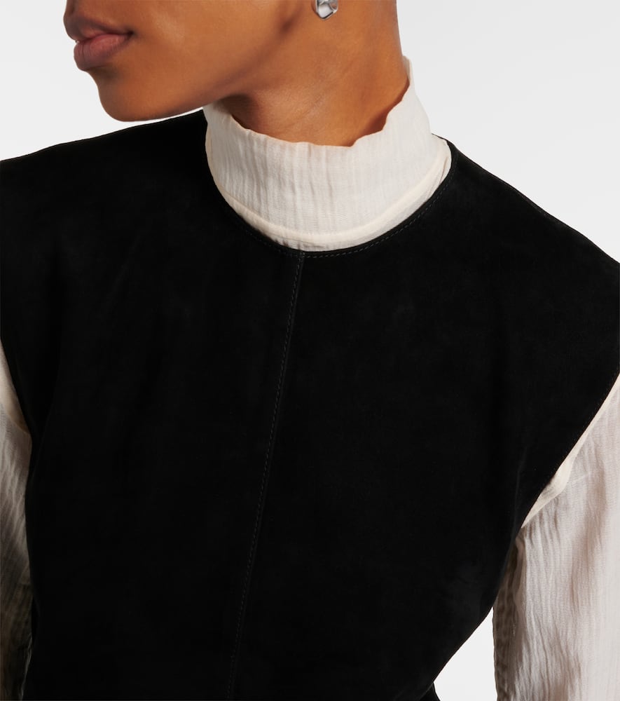 Totême Belted Suede Minidress In Black