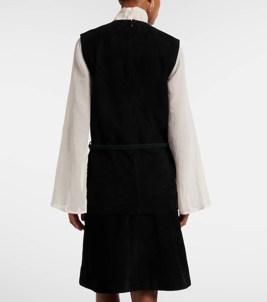 Totême Belted Suede Minidress In Black