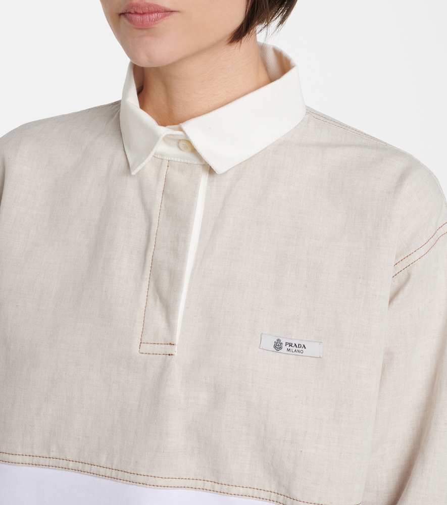  Prada Prada Polohemd Aus Chambray Und Jersey 