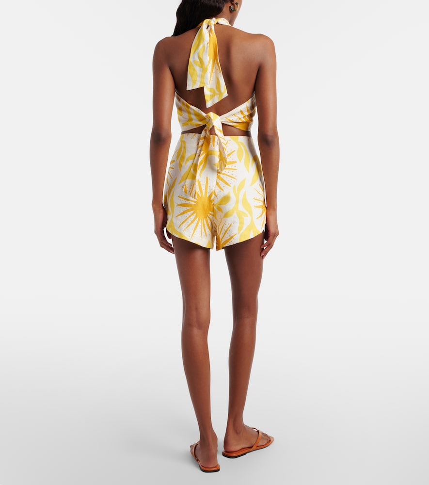  Cala De La Cruz Cala De La Cruz Bahamas Printed Linen Shorts 