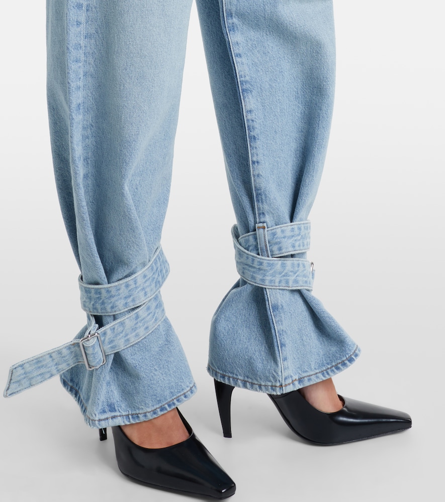 Cinched Hem Straight Jeans
