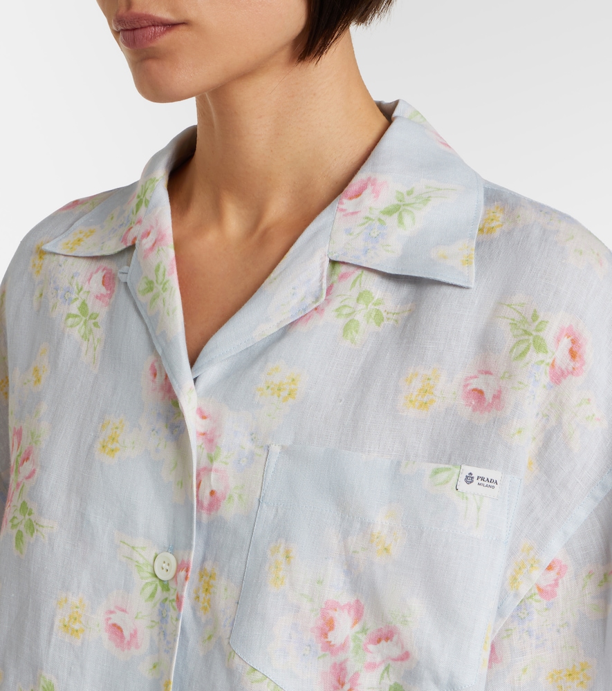  Prada Prada Camisa De Lino Floral 
