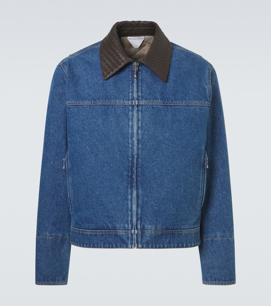 Jeansjacke Intrecciato mit Leder