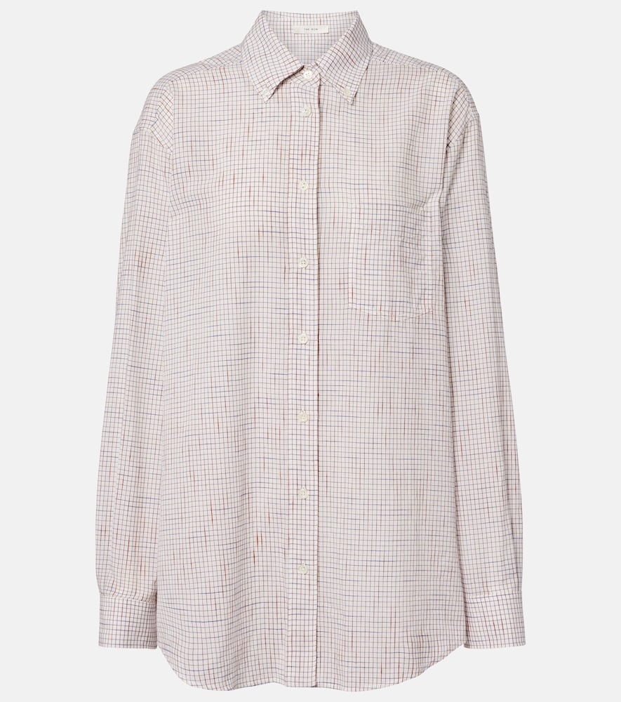 The Row Women's White Dalan Checked Cotton Shirt UK Size 16 - Mytheresa