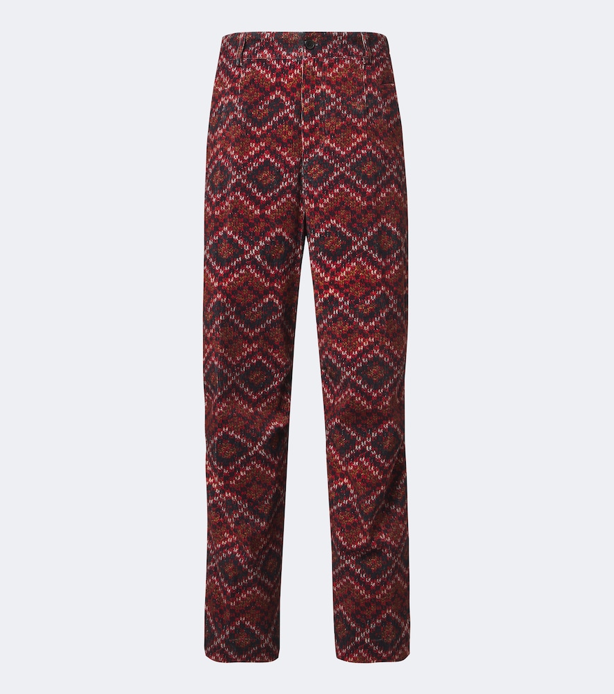Dries Van Noten Printed Cotton Corduroy Straight Pants In Multi