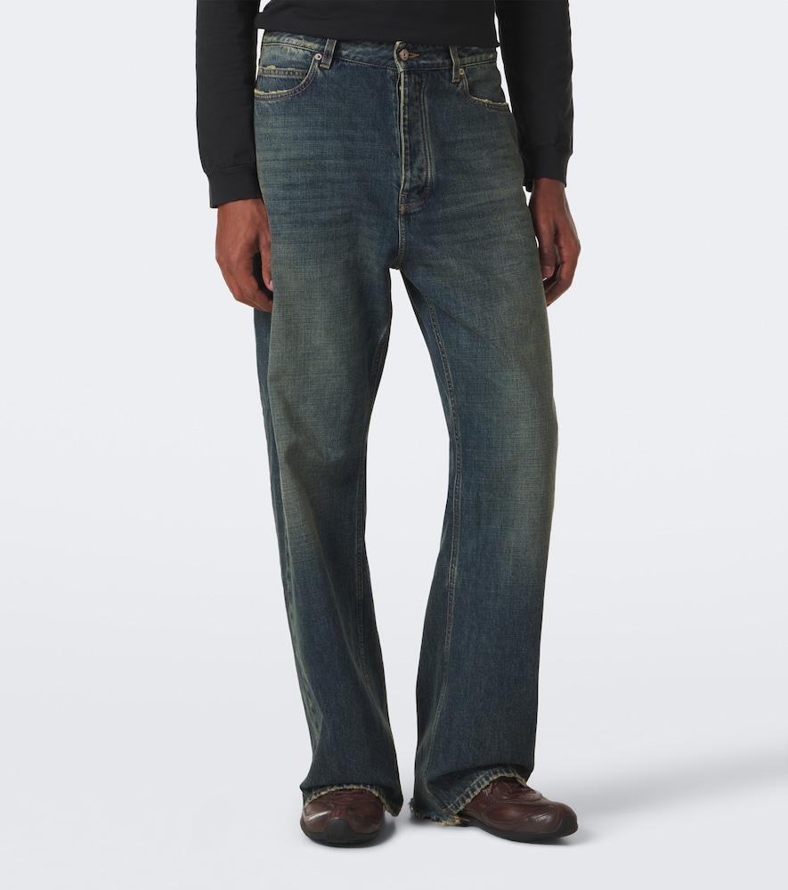 Faded Wide-Leg Jeans