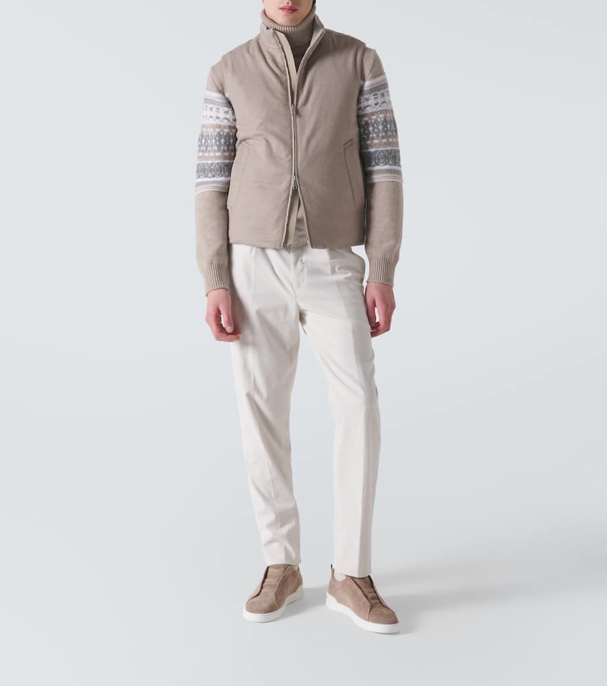 Zegna Neutral Triple Stitch Suede Sneakers In Neutrals