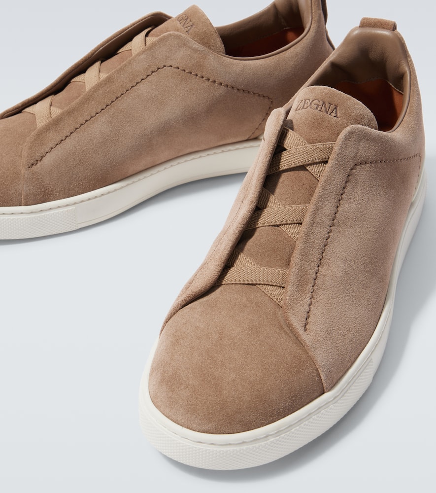 Zegna Neutral Triple Stitch Suede Sneakers In Neutrals