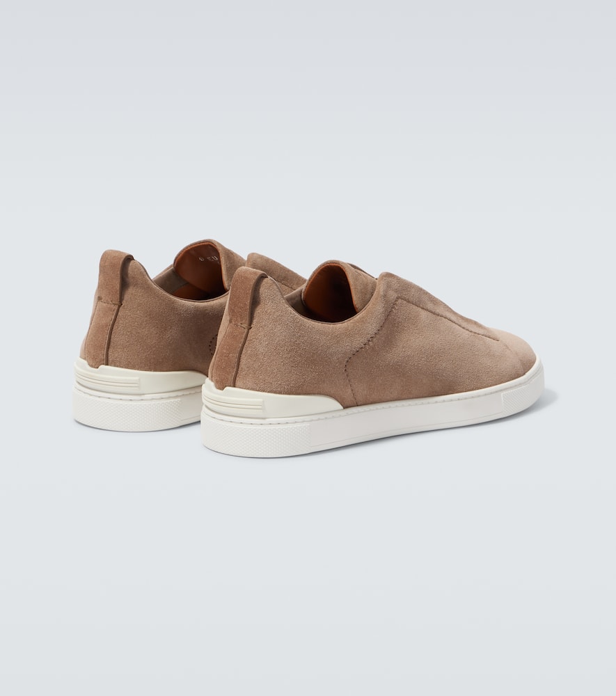 Zegna Neutral Triple Stitch Suede Sneakers In Neutrals