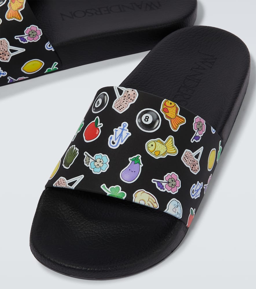 Shop Jw Anderson Printed Slides In Black